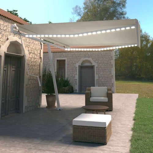  Automatska tenda sa senzorom za vjetar LED 500x350 cm krem Cijene