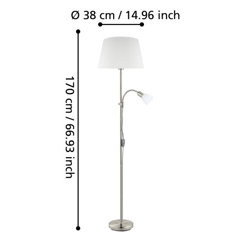 Eglo Conesa podna/2, e27+e14, v1700, nikl-mat/bela/tekstil Cene