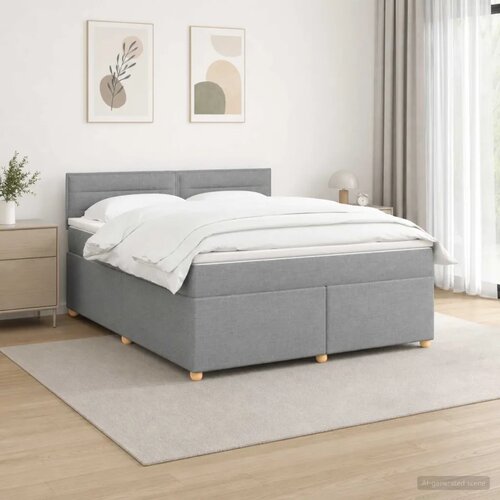  Boxspring krevet s madracem Svjetlosiva 160 x 200 cm Tkanina - Svjetlosiva 160 x 200 cm Dizajn linija Slike