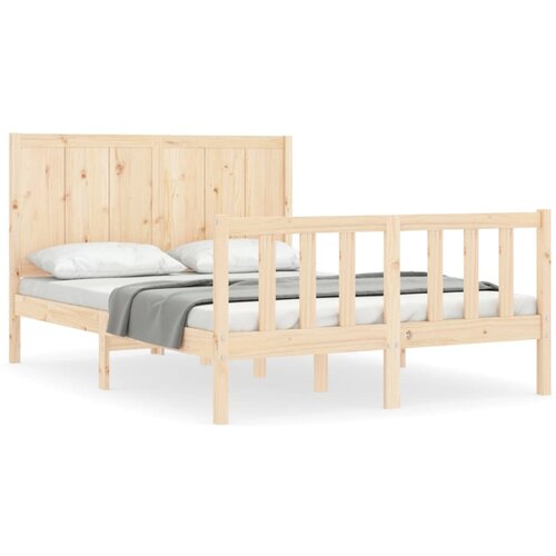 Maison Chic Posteljni Okvir - Dvoposteljna postelja brez vzmetnice 140x190 cm trdna borovina, (22081474) Slike