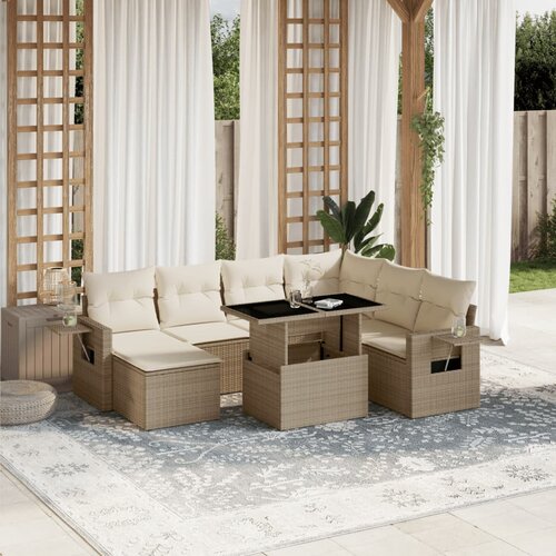 VidaXL 8-dijelni set vrtnih sofa od poliratana s jastucima bež Slike