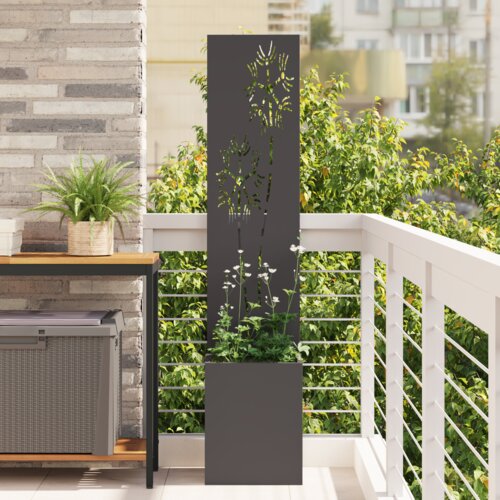 vidaXL Vrtni Sadič s Dekorativnom Pločom Crna 32 x 140 cm Cijene