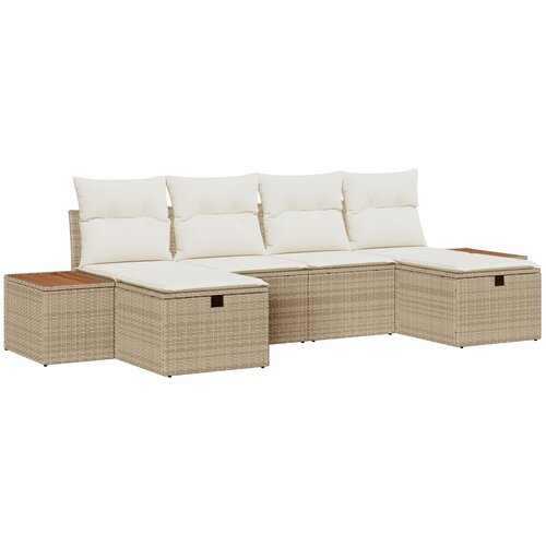 vidaXL 6 dijelni vrtni kauč set s jastučićima bež poli ratan Cene