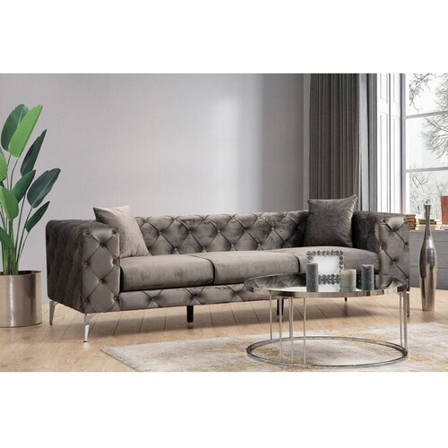 Atelier Del Sofa Temno siva žametna sedežna garnitura 237 cm Como – Cene