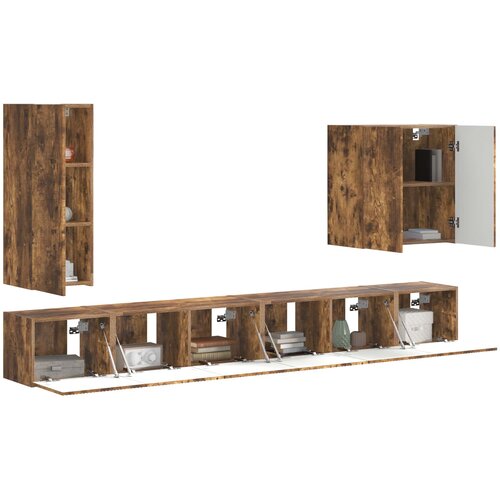  Set zidnog ormarića za TV Zidne 6 pcs Dimljeni hrast Slike