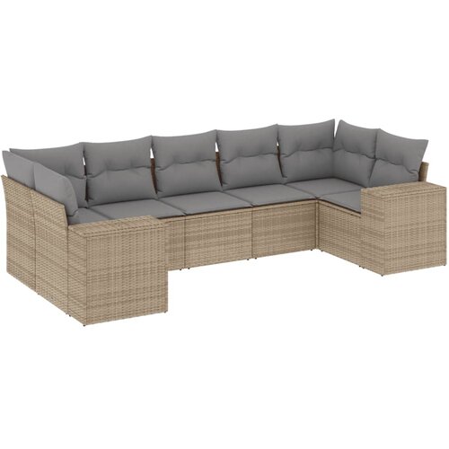  7-dijelni set vrtnih sofa od poliratana s jastucima bež 83 x 62 x 69 cm Slike