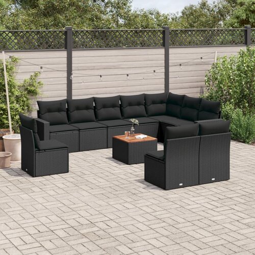 vidaXL 11-dijelni set vrtnih sofa od poliratana s jastucima crni Cene
