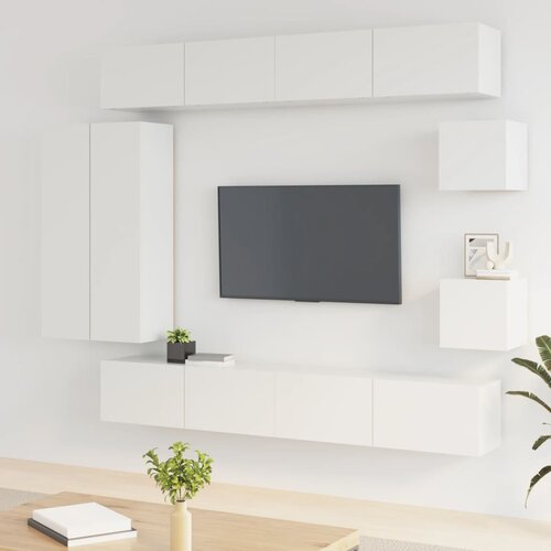 VidaXL 8-dijelni set TV ormarića sjajni bijeli konstruirano drvo Slike