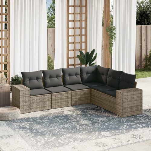 vidaXL 6-dijelni set vrtnih sofa od poliratana s jastucima sivi Cijene