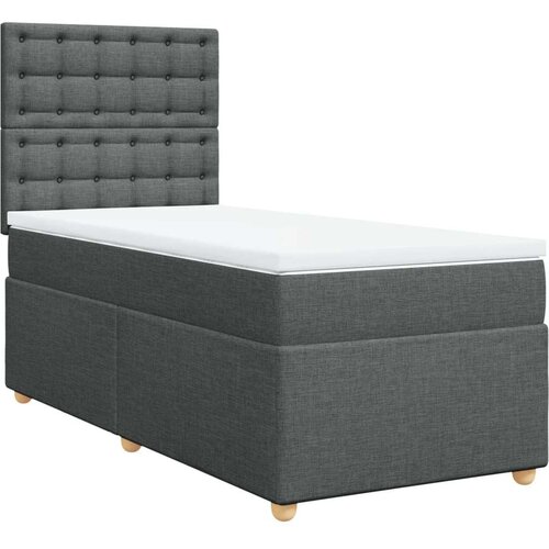 VidaXL Krevet s oprugama i madracem tamnosivi 100 x 200 cm od tkanine Slike