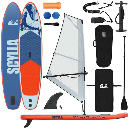  Naduvivi SUP s jedrom SCYLLA 330 x 76 x 15 cm Plava za Slike