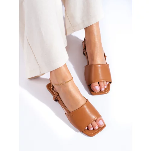 SHELOVET brown sandals with a square toe