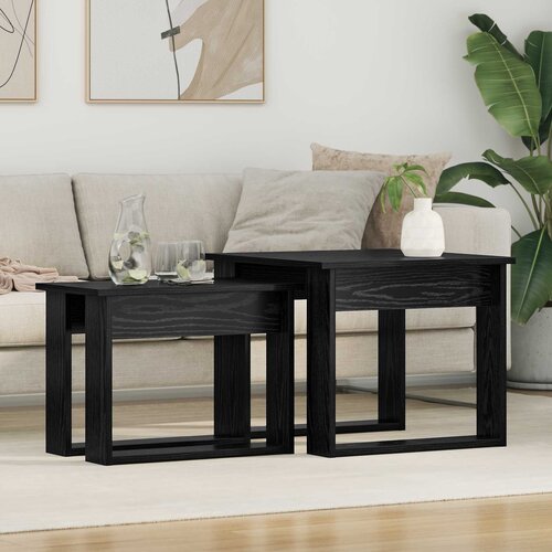  Set stolića za kavu 2 pcs Crni hrast Konstruirano drvo Slike
