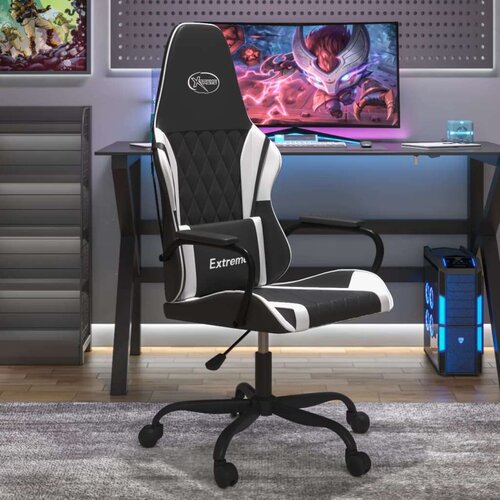  Masažni gaming stol črno in belo umetno usnje Cene