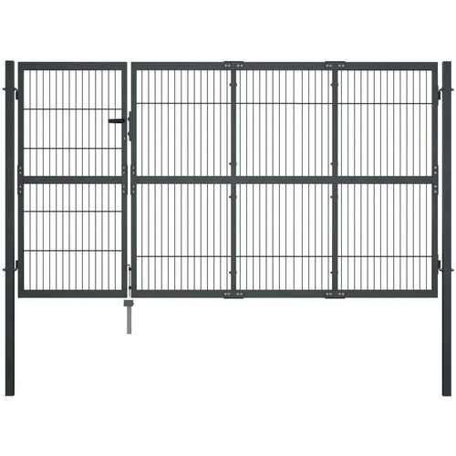 vidaXL vrtna vrata sa stupovima čelična 350 x 140 cm antracit Cene