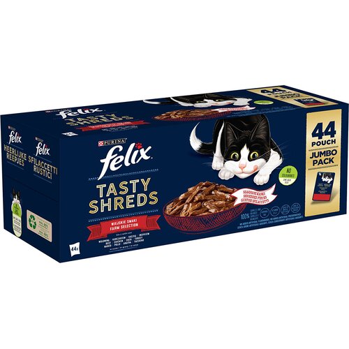 Felix Tasty Shreds" vrečke 44 x 80 g - Okusna raznolikost z dežele (govedina, pi&scaron;čanec, raca in puran) Cijene