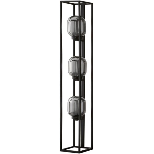 Fischer &amp;amp; Honsel Črna stoječa svetilka s steklenim senčilom (vi&amp;scaron;ina 130 cm) Regi &amp;ndash; Slike