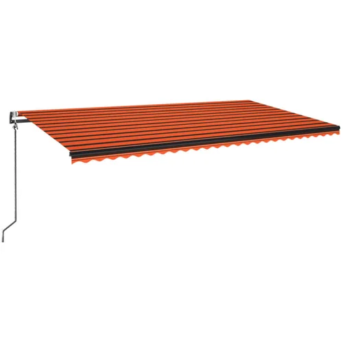 vidaXL Avtomatska tenda LED + senzor 600x350 cm oranžna/rjava, (20702678)