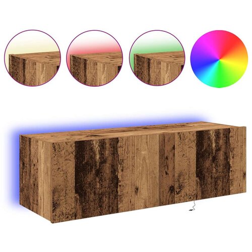  zidna komoda s LED svjetlima staro drvo 100x35x31 cm Slike