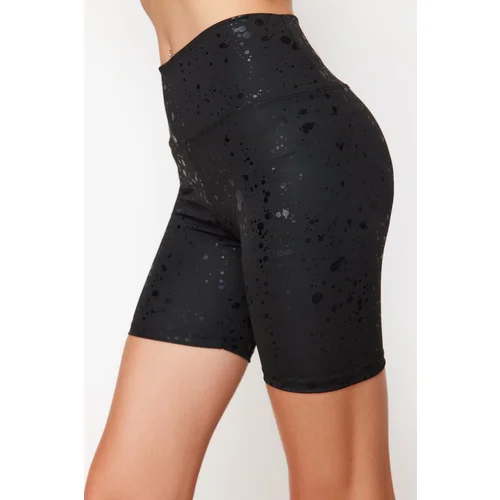 Trendyol Black Glossy Fabric Knitted Sports Shorts/Short Leggings