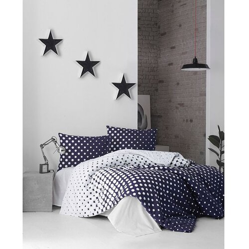  puanline - dark blue dark bluewhite ranforce king quilt cover set (eu) (es) Cene