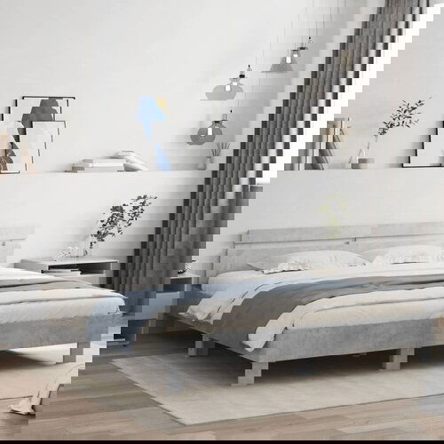 Furnova Posteljni okvir z vzglavjem in LED betonsko siv 180x200 cm, (21934883) Slike
