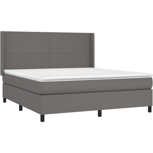  box spring s madracem LED sivi 160x200cm od umjetne kože Slike