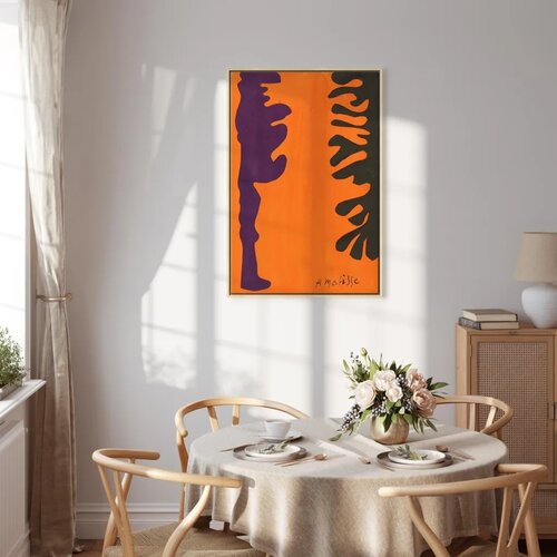  Slika - Henri Matisse &amp;ndash; Black and Violet Arabesques on Orange 40x60 U prirodnom drvenom okviru Slike