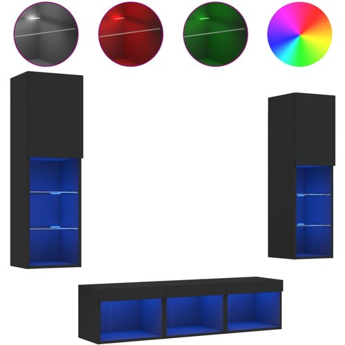 vidaXL Komplet TV omaric LED 5-delni črn inženirski les, (20977888) Cene