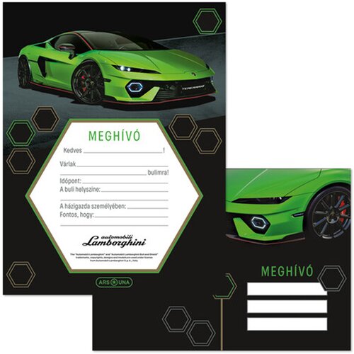 Ars Una Zeleni set pozivnica s uzorkom Lamborghinija, 10 kom. s kuvertama Cene