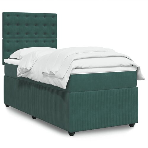 vidaXL Box spring postelja z vzmetnico temno zelena 80x200 cm žamet Cene