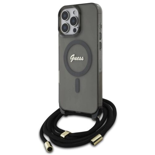 Guess OVITEK CROSSBODY CORD SCRIPTE ZA MAGSAFE ZA IPHONE 16 PRO ČRN, (21898694) Cene