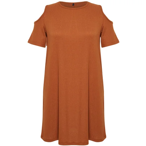 Trendyol Curve Brown A-line Mini Knitted Dress