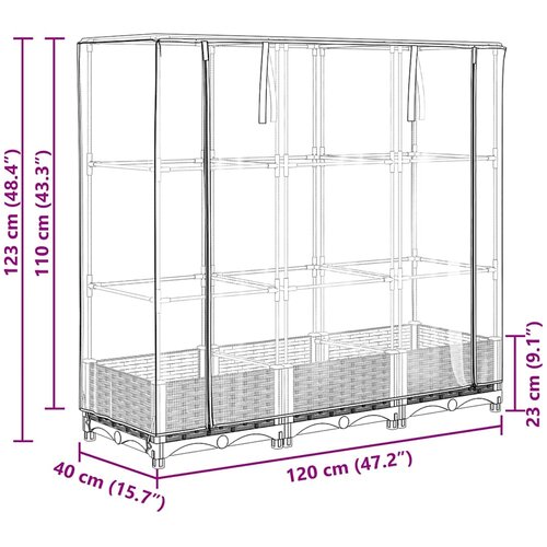  Povi&amp;scaron;ena gredica s pokrovom za staklenik izgled ratana 120x40x123 cm Slike
