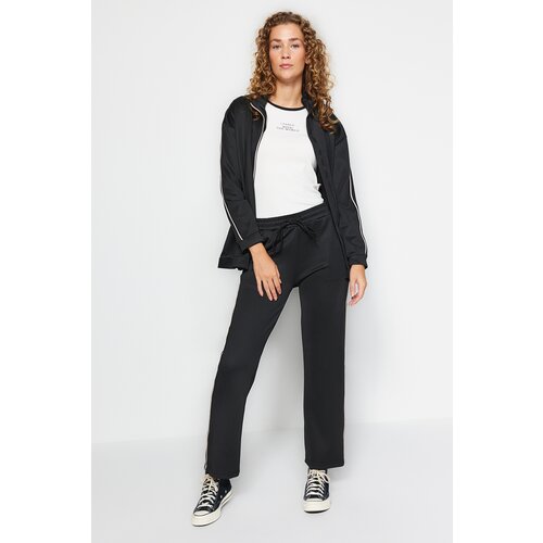 Trendyol Black Zippered Scuba Cardigan-Pants Knitted Top and Bottom Set Cene