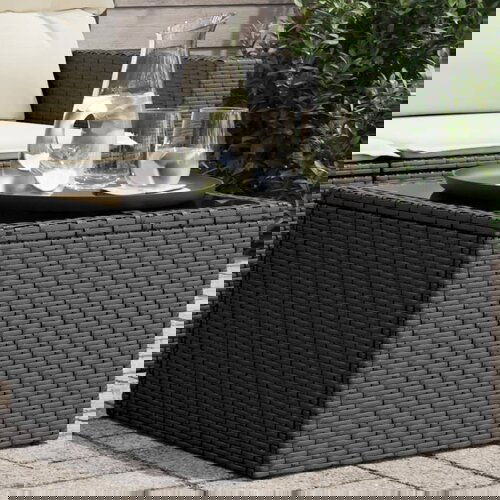 VidaXL Vrtni stol sa staklenom pločom crni 55x55x37 cm od poliratana Slike
