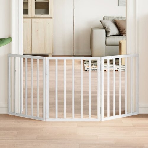 vidaXL Vrata za pse zložljiva 3 paneli bela 150 cm topolovina Cene