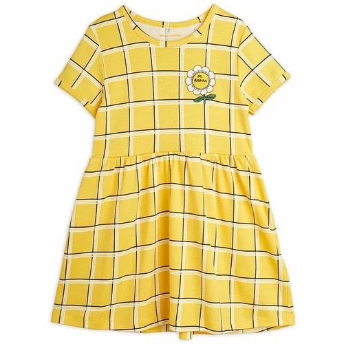 Mini Rodini Dječja pamučna haljina boja: žuta, mini, širi se prema dolje