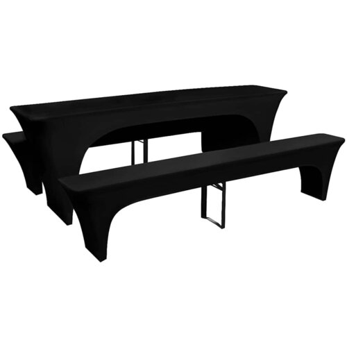 3 Rastezljive Navlake za Pivski Stol i Klupe Crne 220 x 50 x 80 cm Cijene