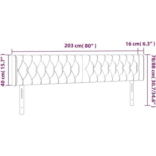  Uzglavlje s u&amp;scaron;ima svjetlosivo 203x16x78/88 cm bar&amp;scaron;unasto Slike