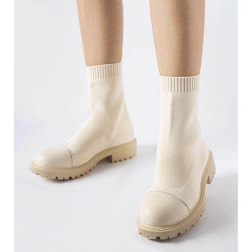 Gemre Beige sock boots with rhinestones Vail Cene
