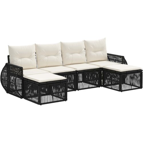 vidaXL Vrtna sedežna garnitura 6 pcs Črna in krem bela poli ratan, (5000271643) Cene
