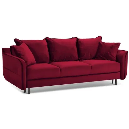 Kooko Home crveni baršunasti kauč na razvlačenje Basso