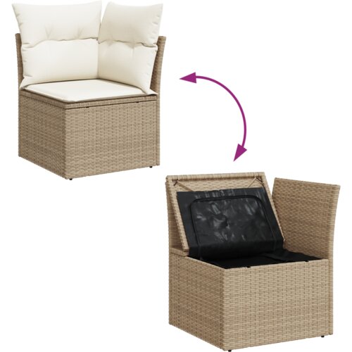 vidaXL 10-delna vrtna sofa garnitura z blazinami Bež Poli ratan Cene