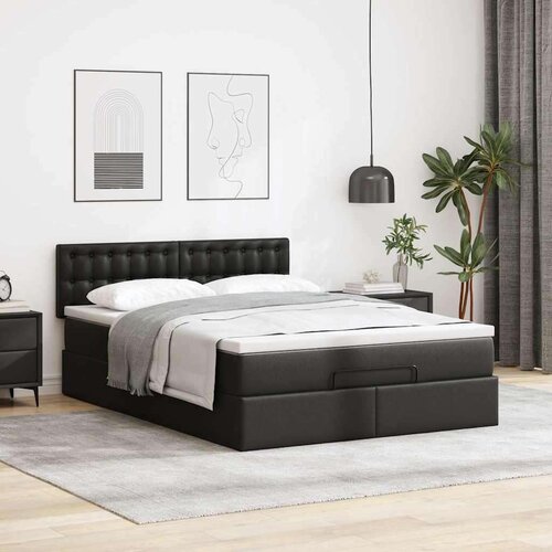VidaXL otomanski okvir kreveta s madracem crni 140x200cm umjetna koža Slike