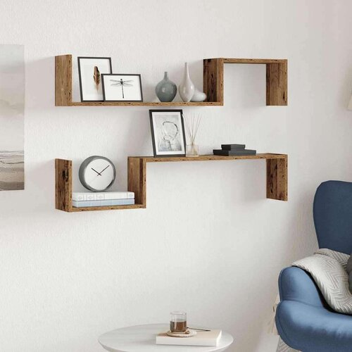 vidaXL Stenske police 2 kosa starega lesa 100x15x20 cm inženirski les Cene