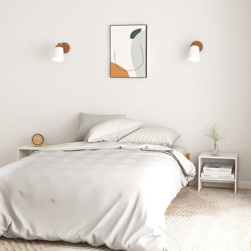  Noćni ormarići 2 kom bijeli 40x30,5x40 cm od masivne borovine Slike