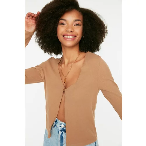 Trendyol Camel Camisole Buttoned Basic Blouse