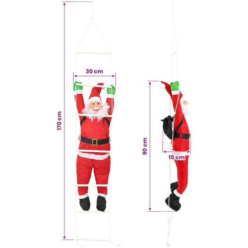  Viseći Djed Božićnjak na ljestvama Crvena 30 x 15 x 170 cm Slike
