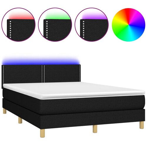  box spring s madracem LED crni 140x190 cm od tkanine Slike